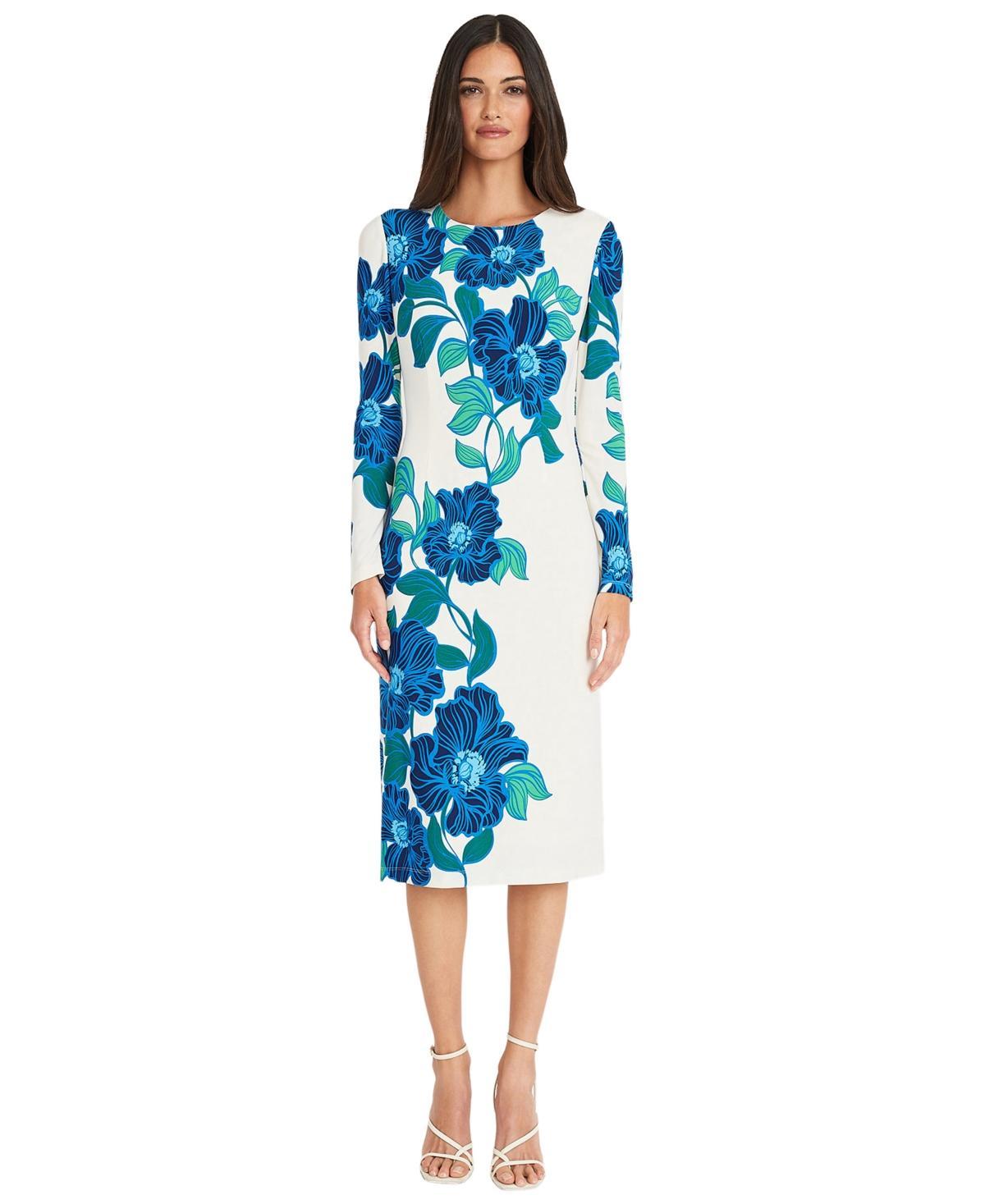 Women's Floral Long-Sleeve Midi Dress Product Image