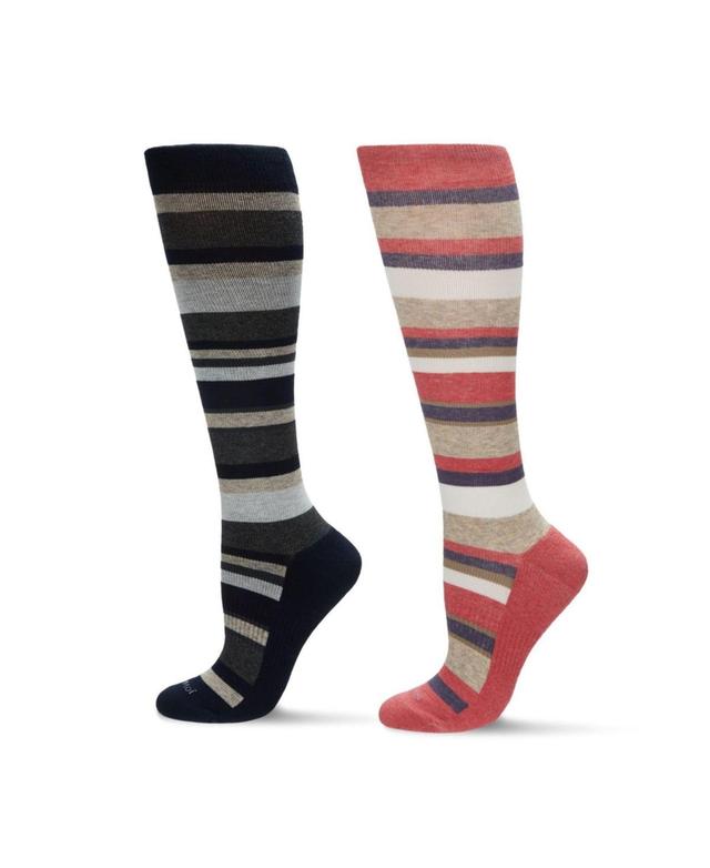 MeMoi Womens 2 Pack Sock Set - Stripe Pink Product Image