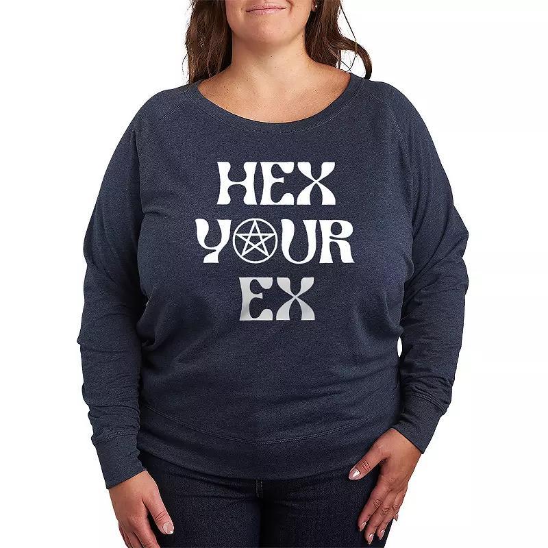 Plus Size Hex Your Ex Lightweight French Terry Sweatshirt, Womens Grey Blue Product Image