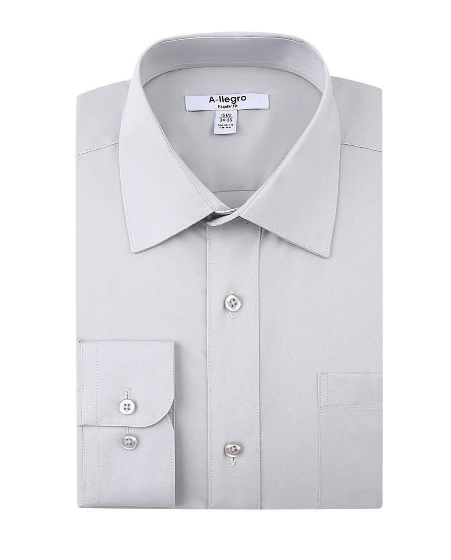 Classic Regular Fit Dress Cotton Shirt In Gray Product Image