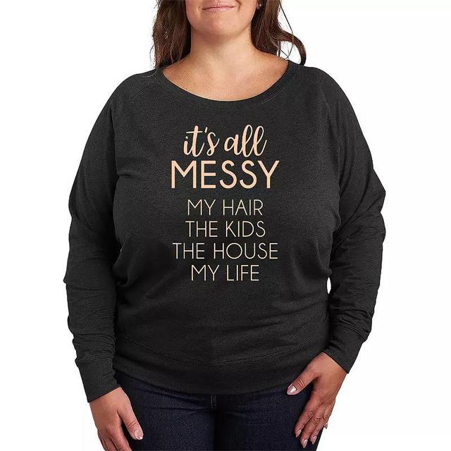 Plus Size Its All Messy Pullover, Womens Heather Grey Product Image