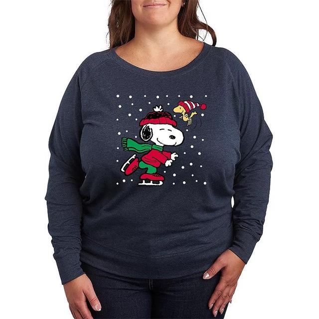 Plus Size Peanuts Snoopy Holiday Lightweight French Terry Sweatshirt, Womens Grey Indigo Product Image