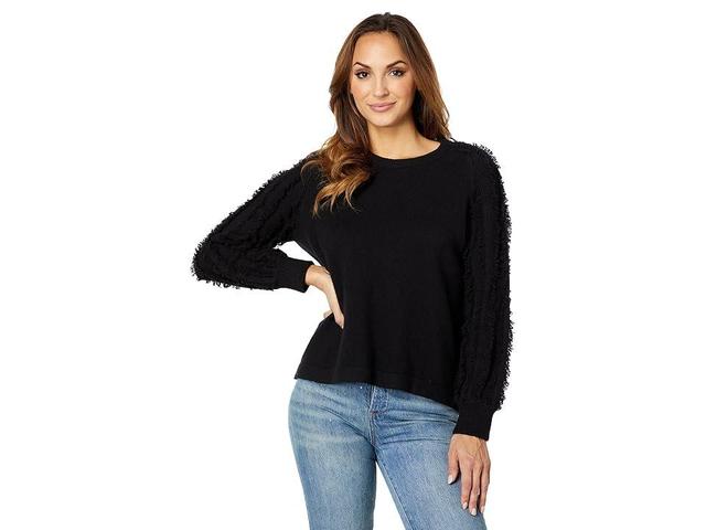 1.STATE Crew Neck Fringe Sleeve Sweater (Rich ) Women's Sweater Product Image