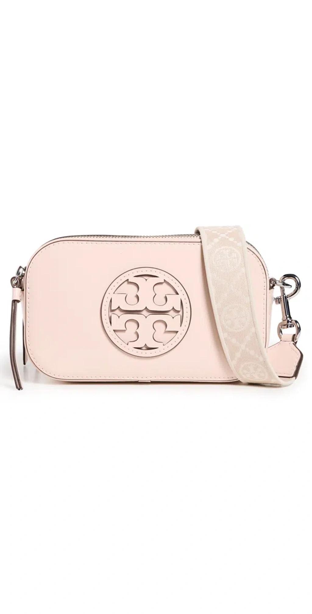 TORY BURCH Mini Miller Leather Crossbody Bag In Pink Product Image