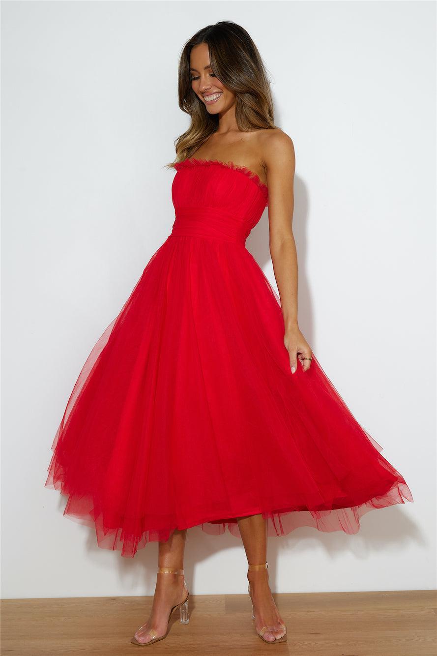 VIP Mood Midi Dress  Red  Product Image