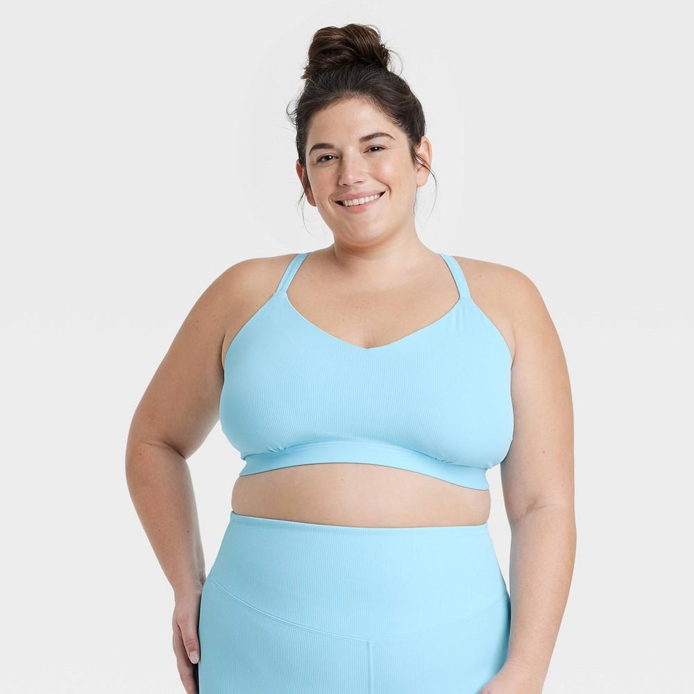 Womens Light Support Rib Triangle Bra - All in Motion Light Blue 1X Product Image