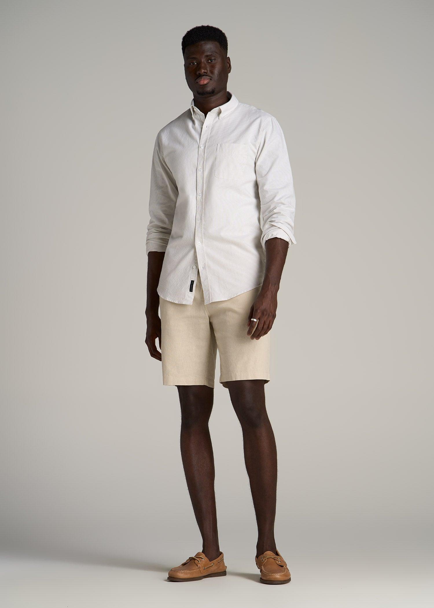 Linen Shorts For Tall Men in Sandstone Male Product Image