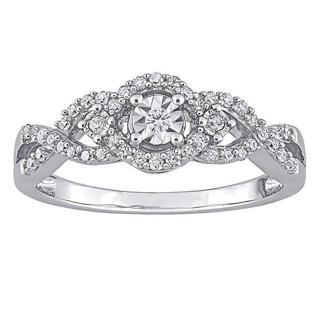 Stella Grace Sterling Silver 1/4 Carat T.W. Diamond Swirl Halo Ring, Womens White Product Image