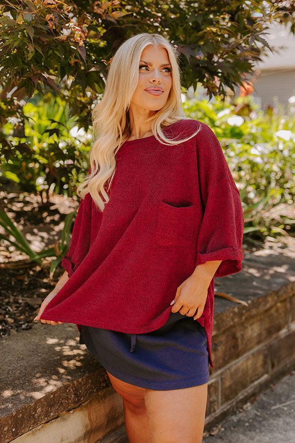 Vineyard Vibes Knit Top in Wine Curves Product Image