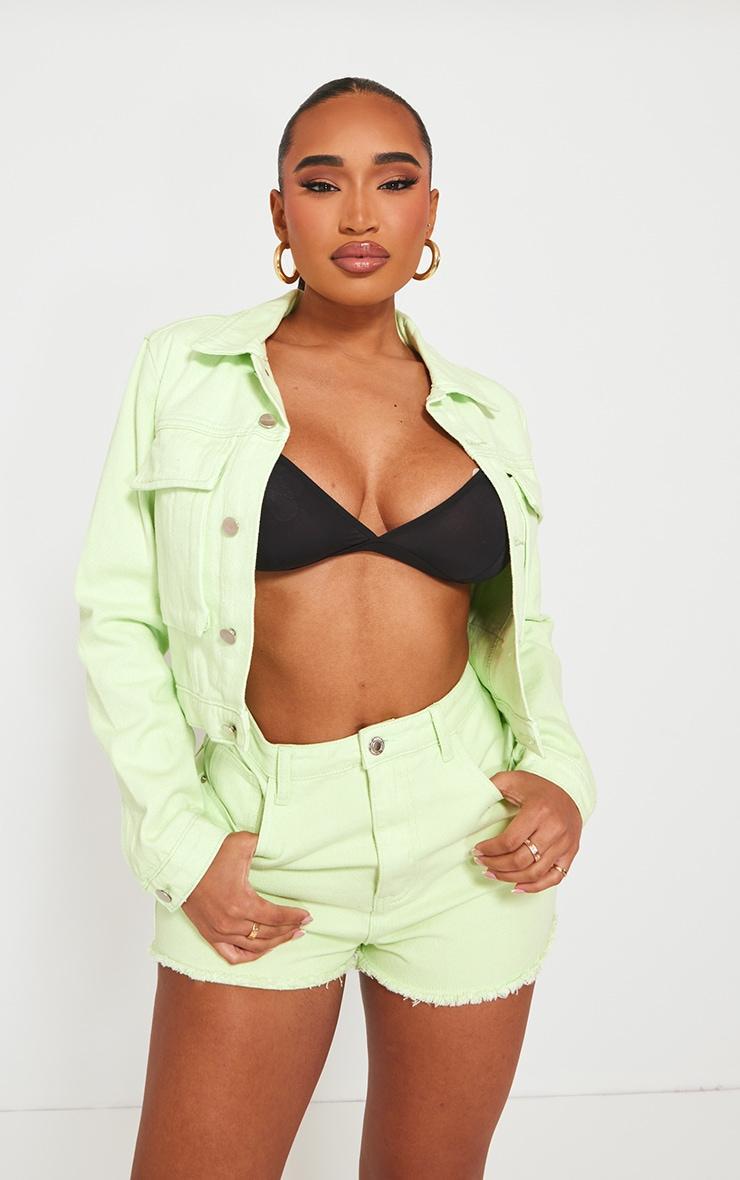 Shape Lime Denim Pocket Detail Cropped Jacket Product Image