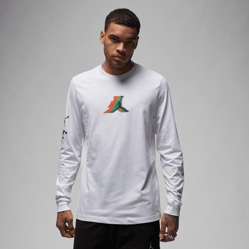 Jordan Mens Jordan Brand L/S Crew - Mens White/Black Product Image