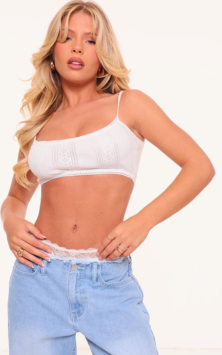 White Pointelle Bralet Top Product Image