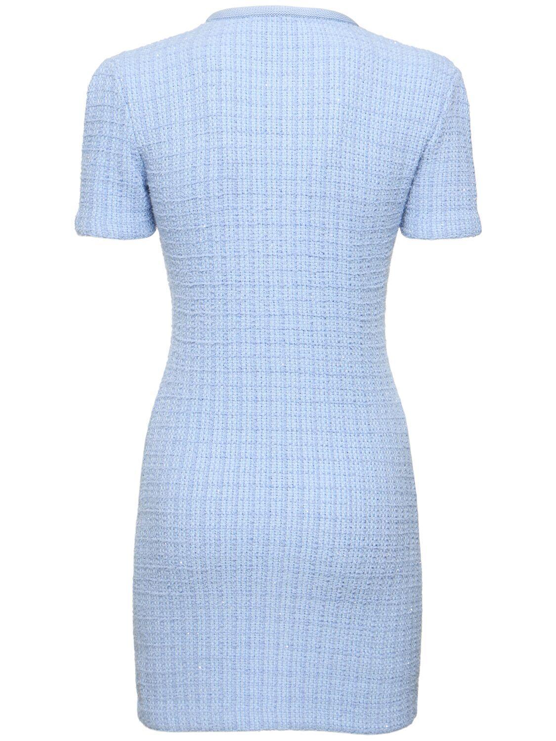 Beaded Button Knit Dress In Light Blue Product Image