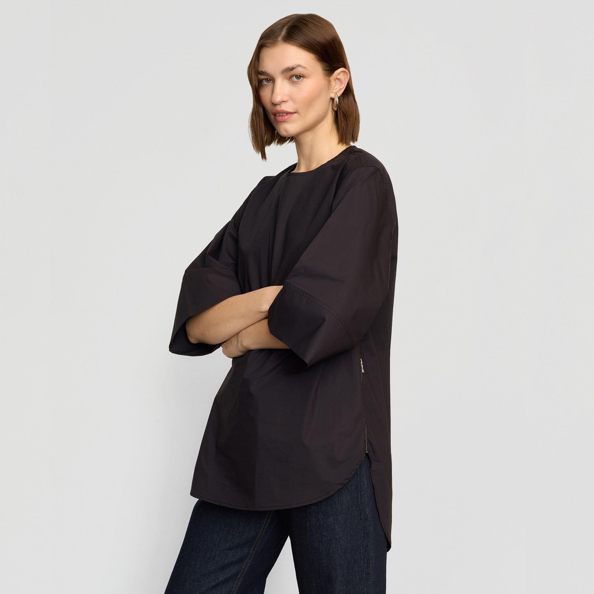 Catie Side-Zip Oversized Tulip-Hem Top Product Image