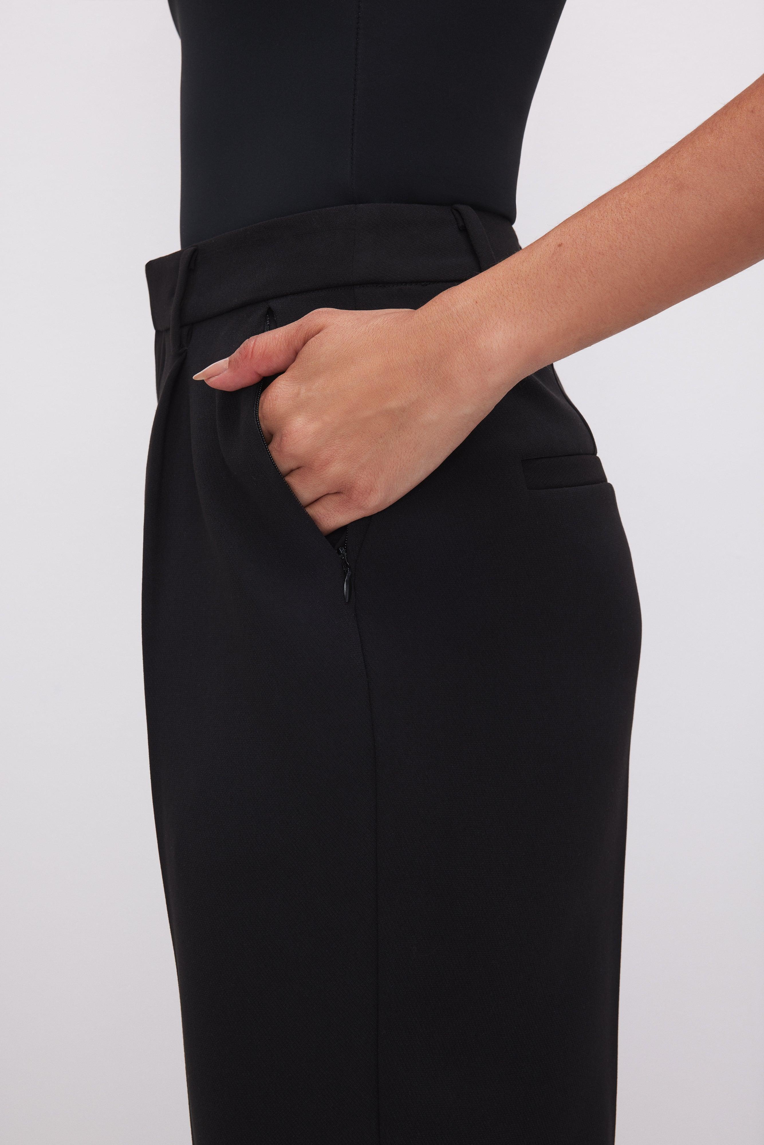 LUXE SUITING COLUMN TROUSERS | BLACK001 Product Image