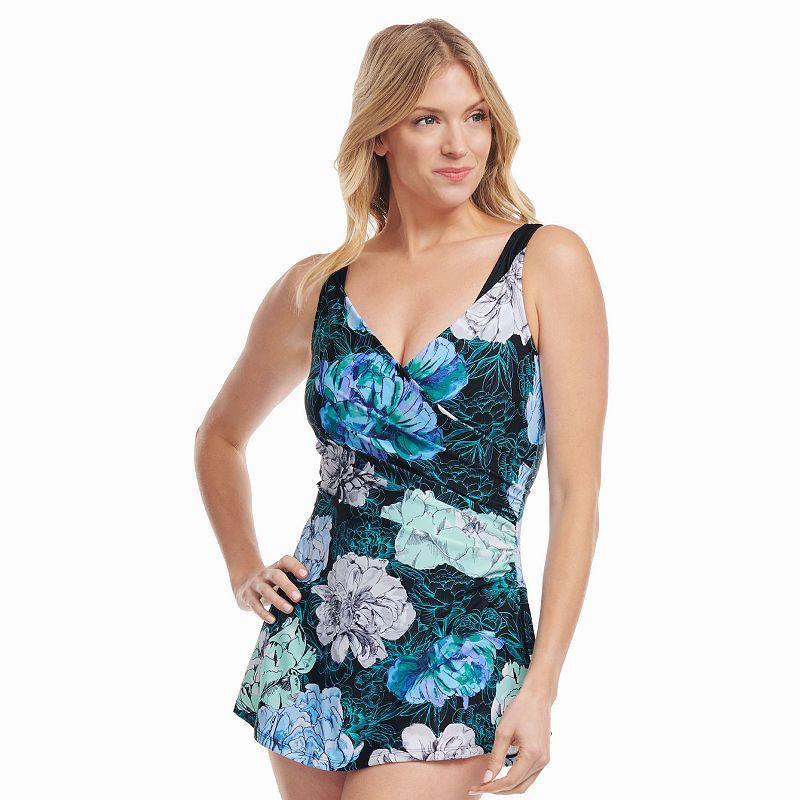 Womens Mazu Tropical Flora Wrap One-Piece Swimdress Product Image