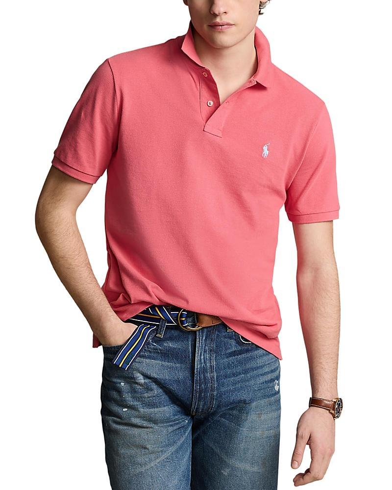 Men's Cotton Custom Slim Fit Mesh Polo Shirt In New England Blue Product Image