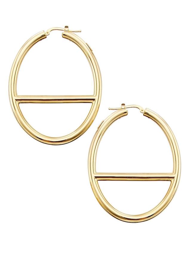 Womens 14K Yellow Gold Large Oval Mariner-Link Hoop Earrings Product Image