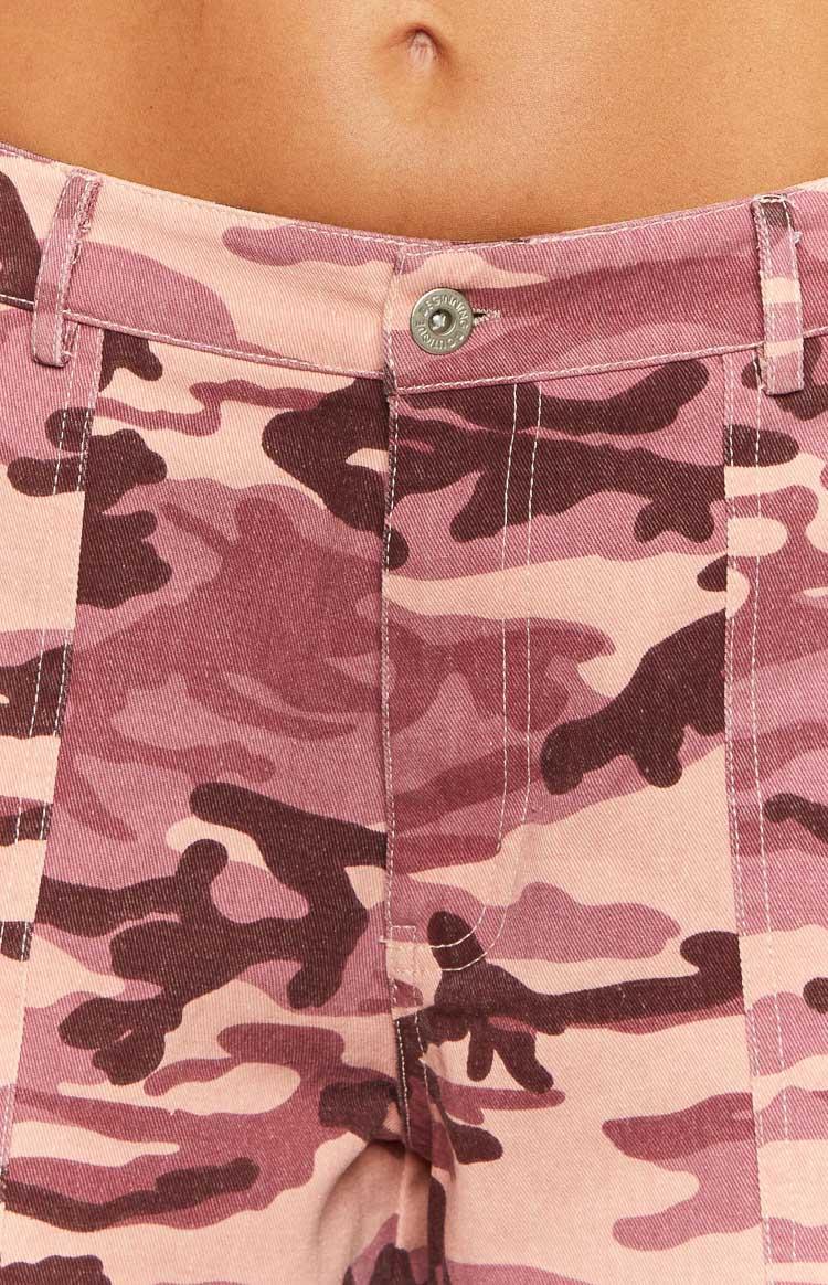 Hazel Pink Camo Low Waisted Shorts Product Image