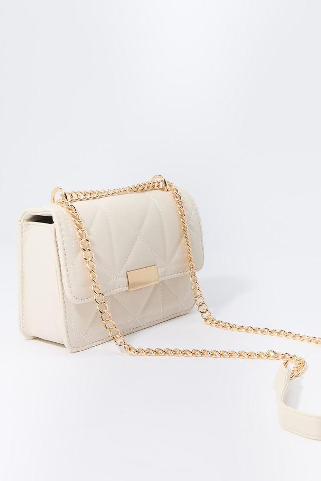 Faux Leather Quilted Crossbody Bag Female Product Image