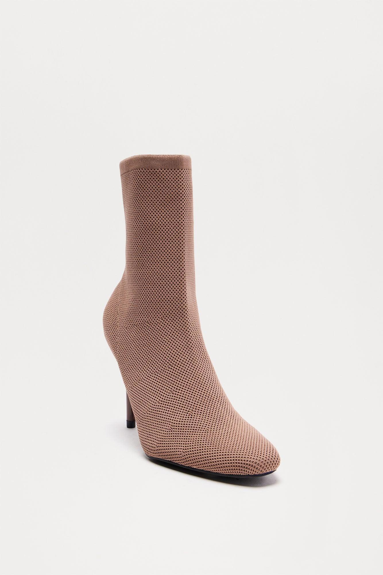 Marnie Knit Booties - Brown Product Image