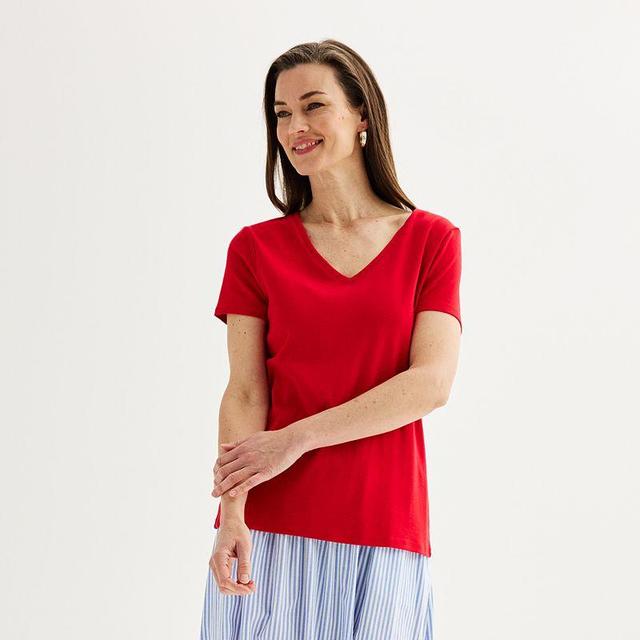 Womens Croft & Barrow Essential V-Neck Tee Med Red Product Image