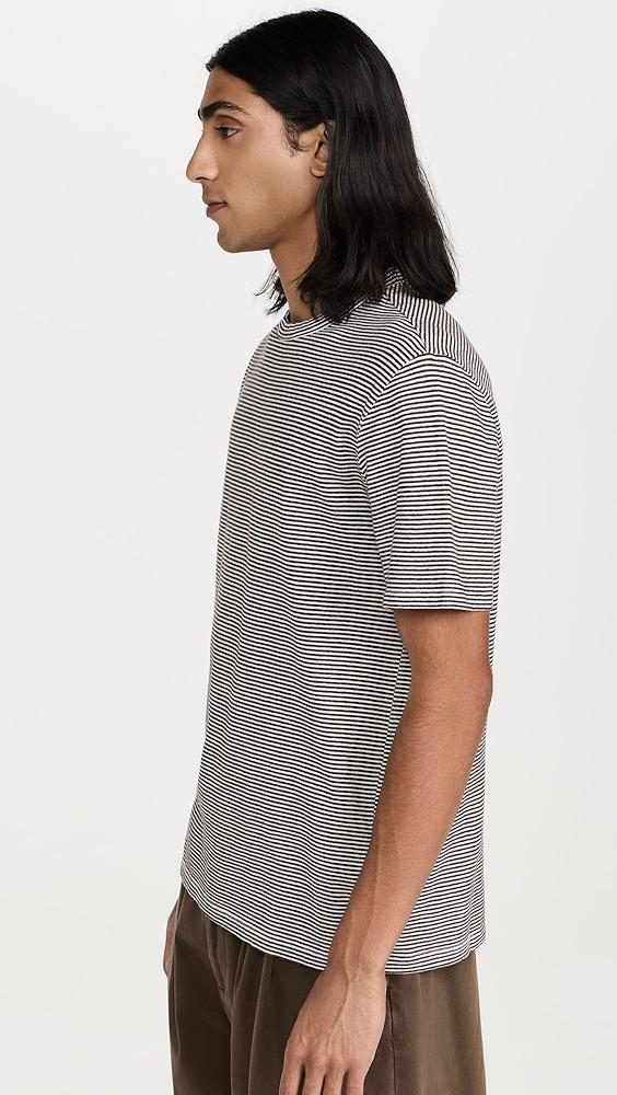 Officine Generale Stripe Cotton Linen Tee | Shopbop Product Image