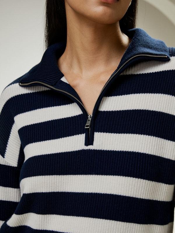 Collared Quarter-Zip Wool Sweater Product Image