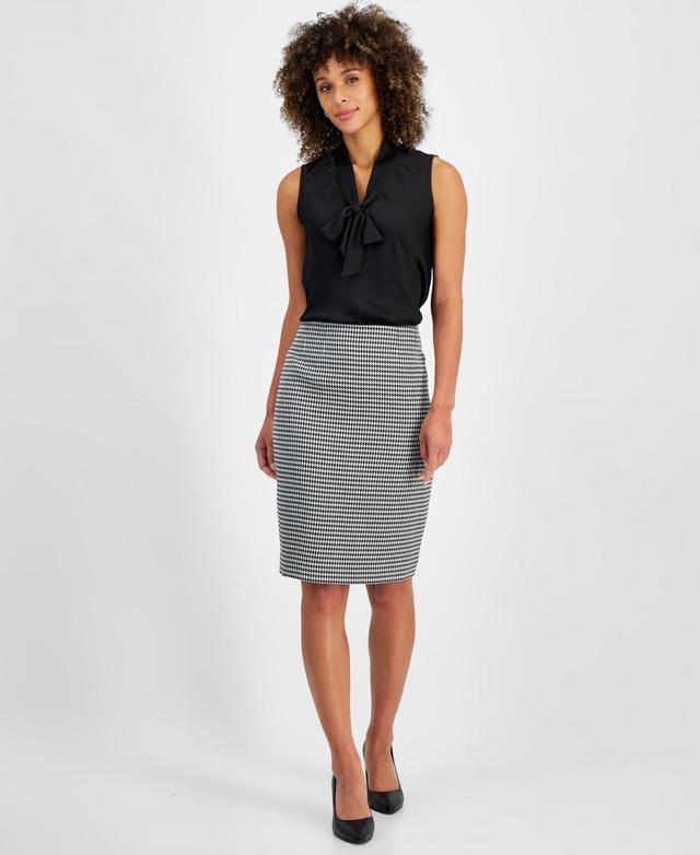 Kasper Womens Houndstooth Pencil Skirt - Black Product Image