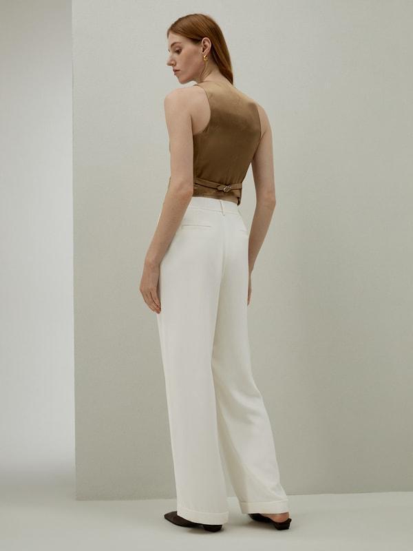 Timeless Pleated Wide-Leg Dense Silk Trousers Product Image