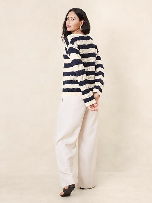 Open-Stitch Bell-Sleeve Sweater Product Image