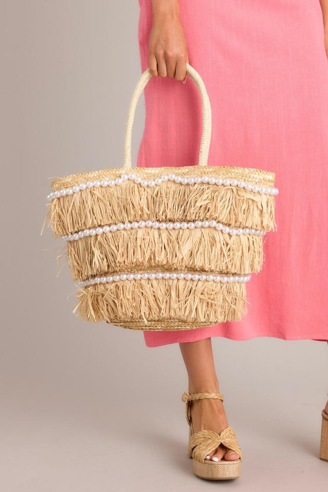 Coastal Carryall Straw Fringe Tote Bag Product Image