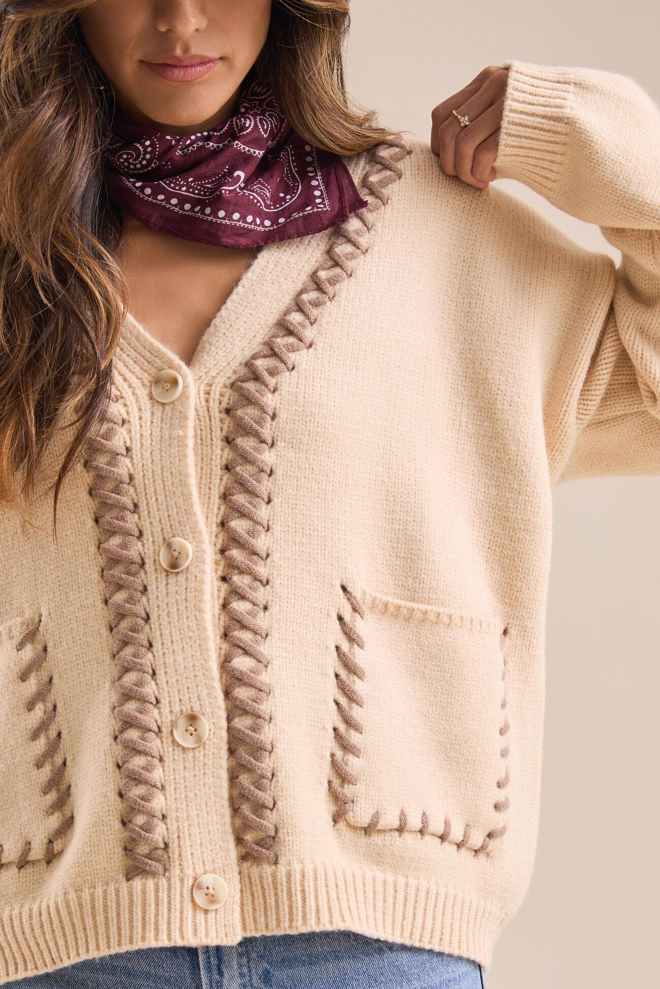 Lisa Whipstitch Button Front Cardigan Product Image