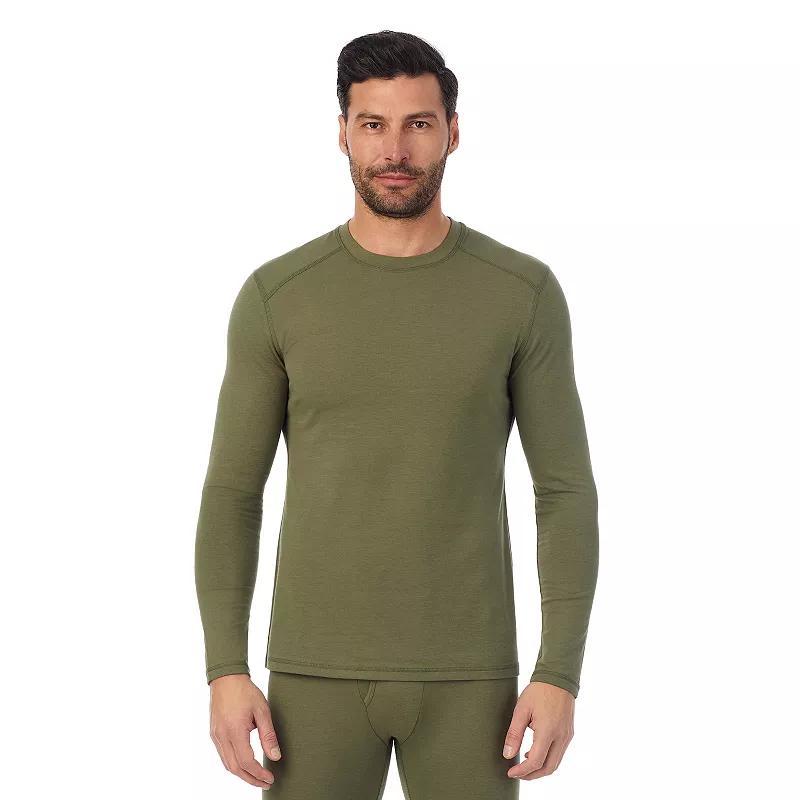 Mens Cuddl Duds Midweight Cottonwear Performance Base Layer Crew Top Green Product Image