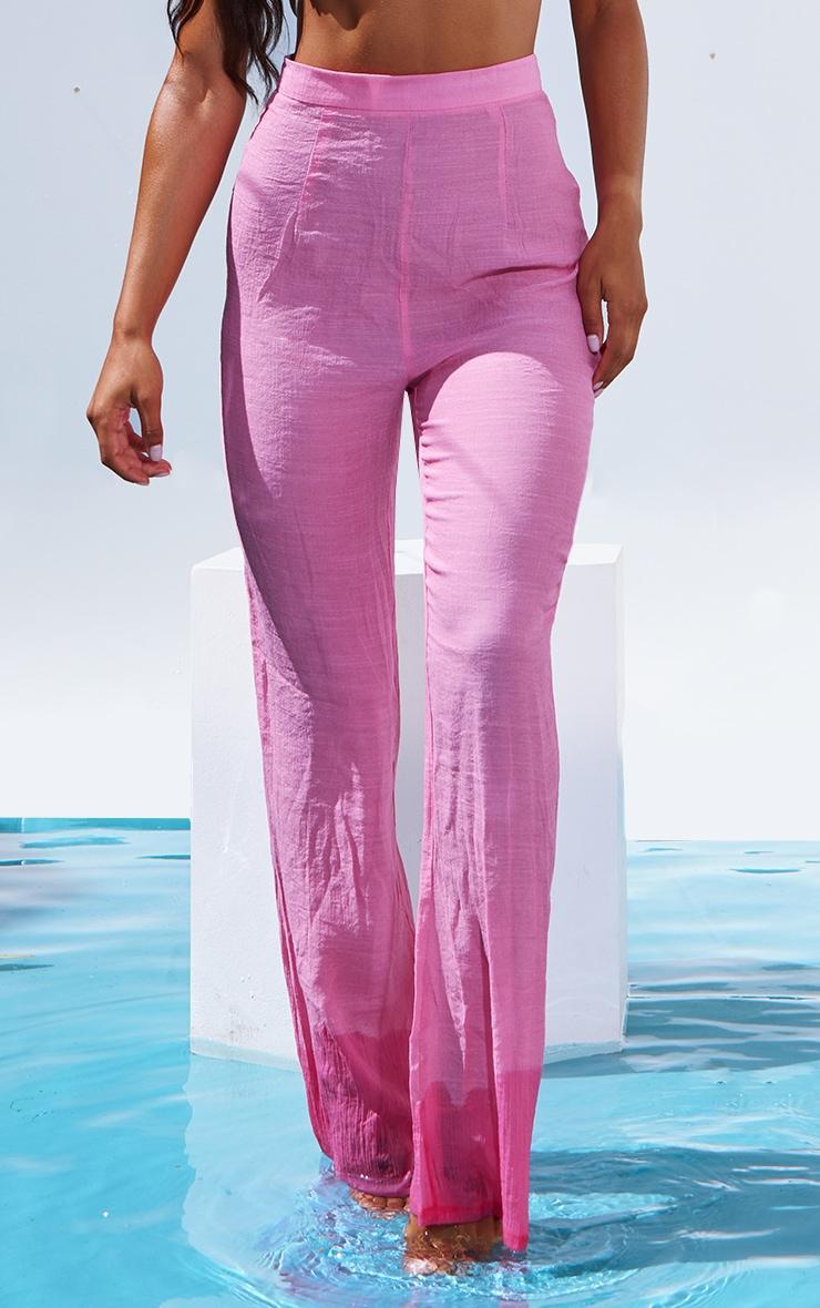 Pink  Linen Look Beach Pants Product Image