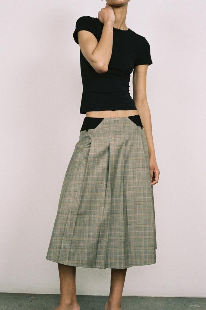 ALBRA SKIRT - BROWN CHECK — BROWN CHECK / XS Product Image