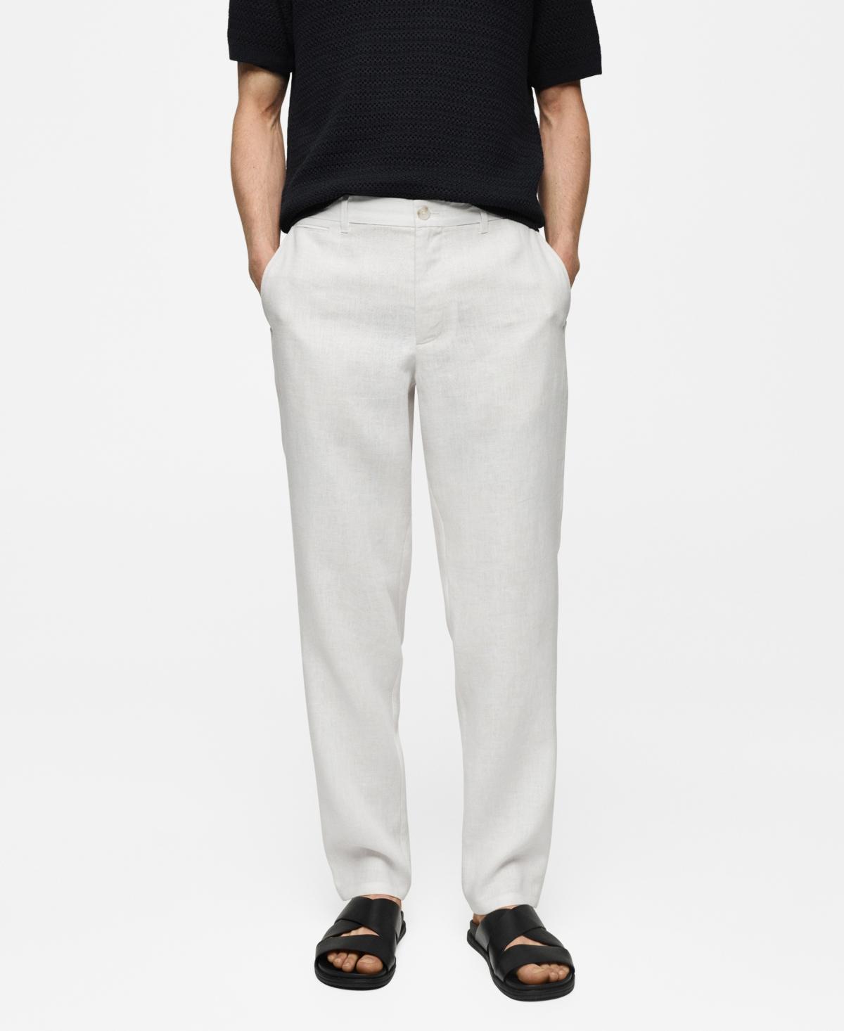 MANGO MAN - Slim-fit 100% linen pants whiteMen Product Image