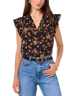 Women's Floral Flutter-Sleeve Top Product Image