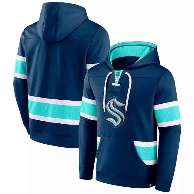 Mens Fanatics Deep Sea Blue Seattle Kraken Powerplay Warrior Pullover Hoodie Product Image