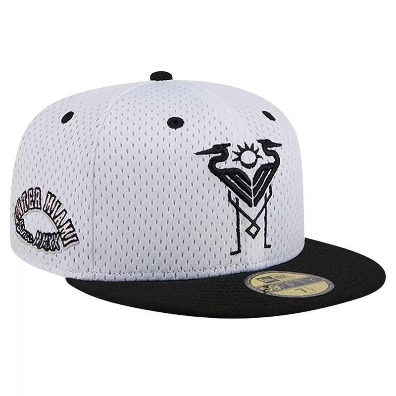 Mens New Era Gray Inter Miami CF Throwback Mesh 59FIFTY Fitted Hat Product Image