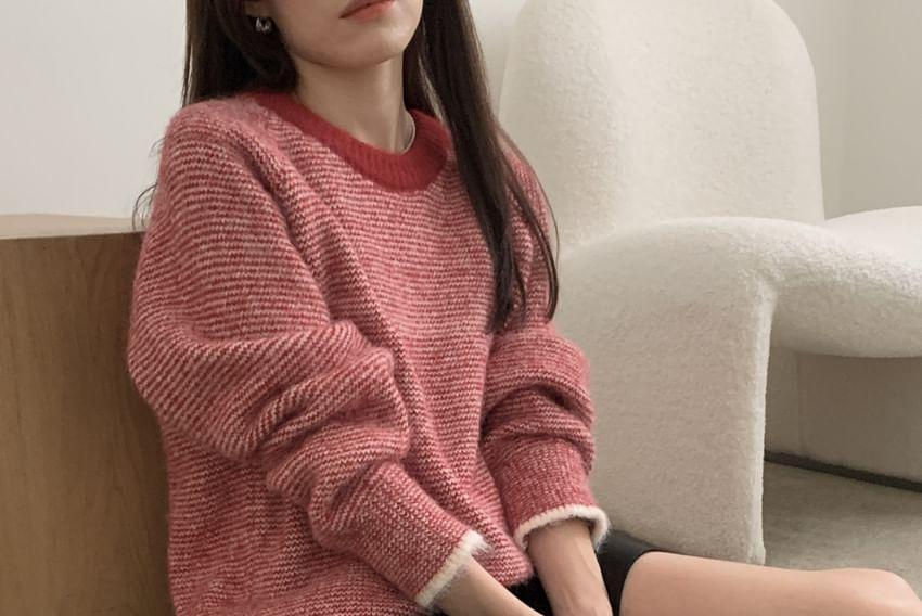 Round Neck Striped Sweater Product Image