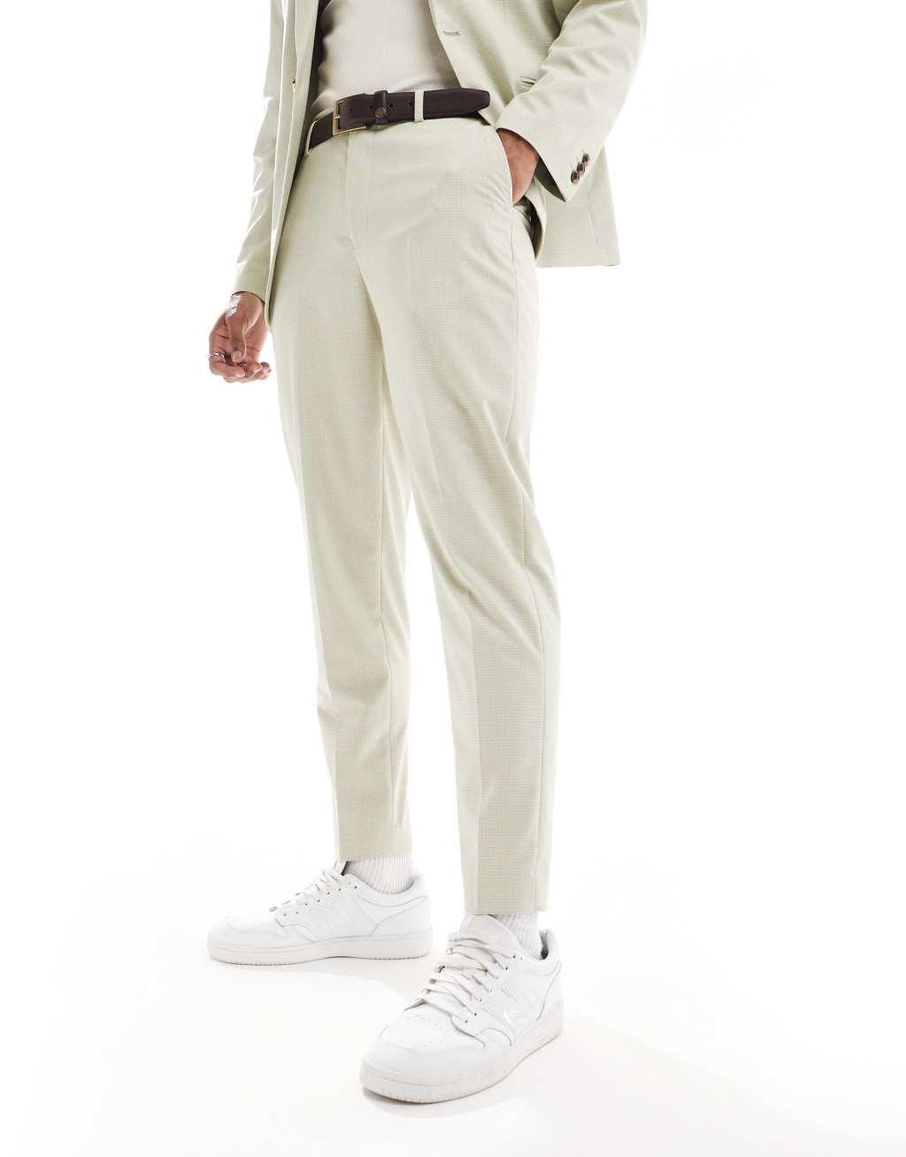 ASOS DESIGN tapered basketweave suit pants in light green product image