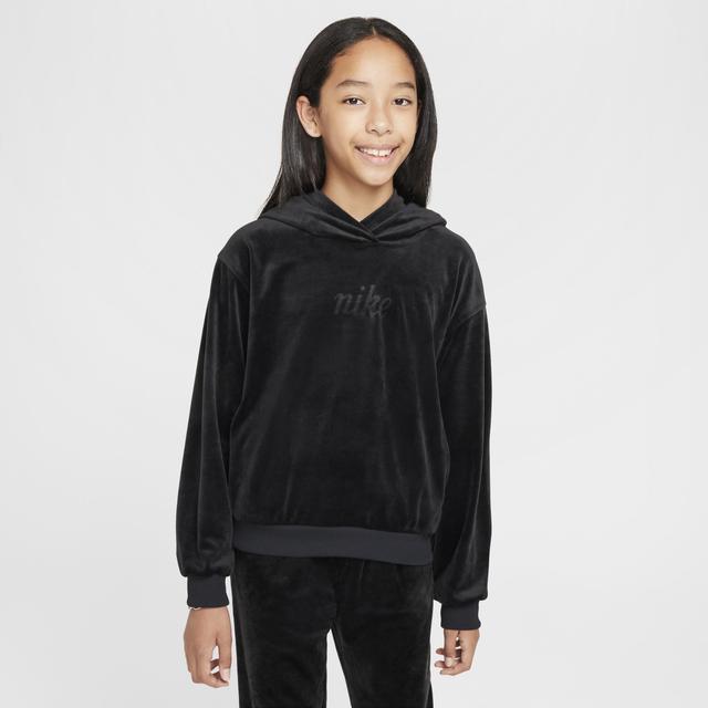 Girls Nike Sportswear Velour Pullover Hoodie Product Image