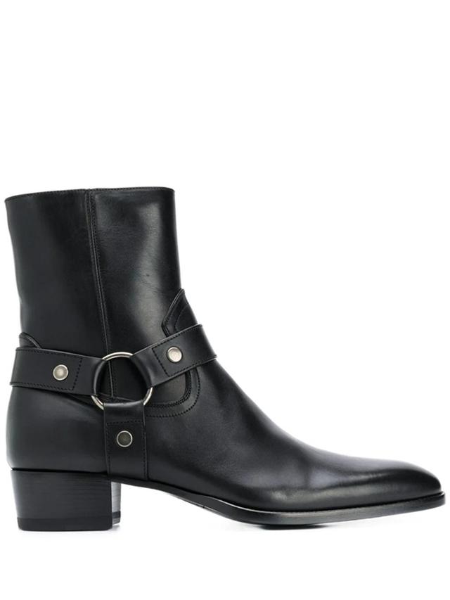 SAINT LAURENT Leather Ankle Boots In 1000 Product Image