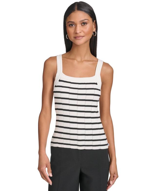 Karl Lagerfeld Womens Stripe-Print Square-Neck Top - Sft Wt Product Image