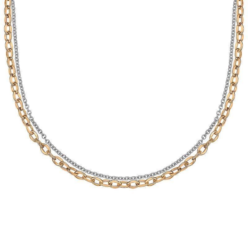 LYNX Stainless Steel Multistrand Layered Chain Necklace, Womens Gold Tone Product Image