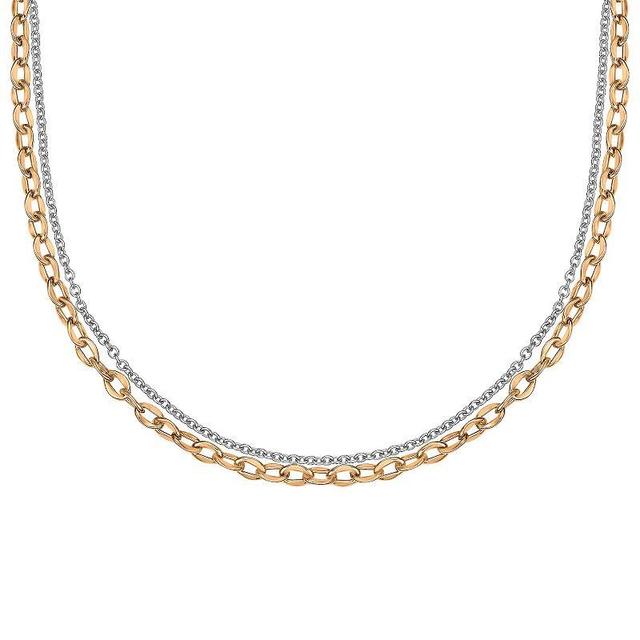 LYNX Stainless Steel Multistrand Layered Chain Necklace, Womens Gold Tone Product Image