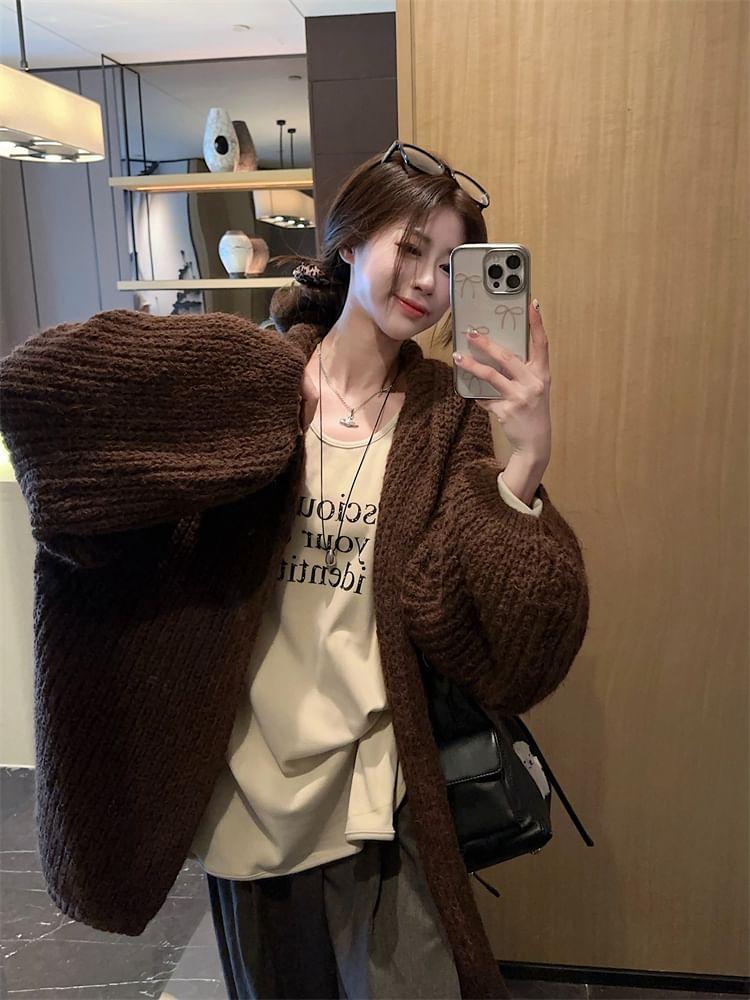 Oversized Hooded Knit Cardigan Product Image