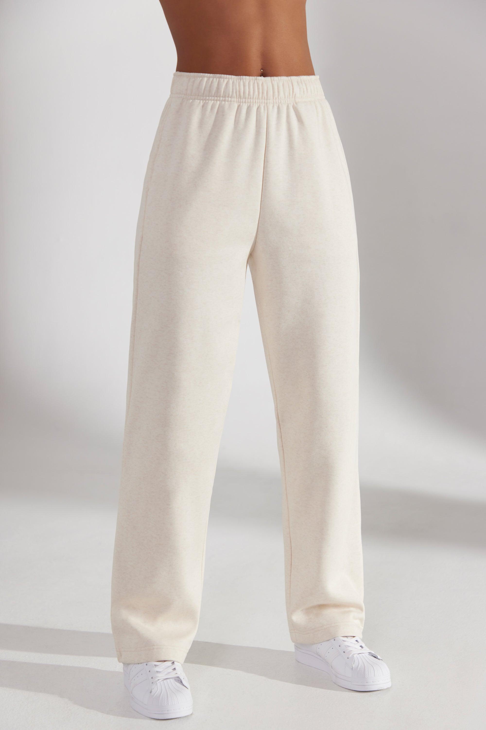 Wide Leg Joggers in Heather Oat Product Image