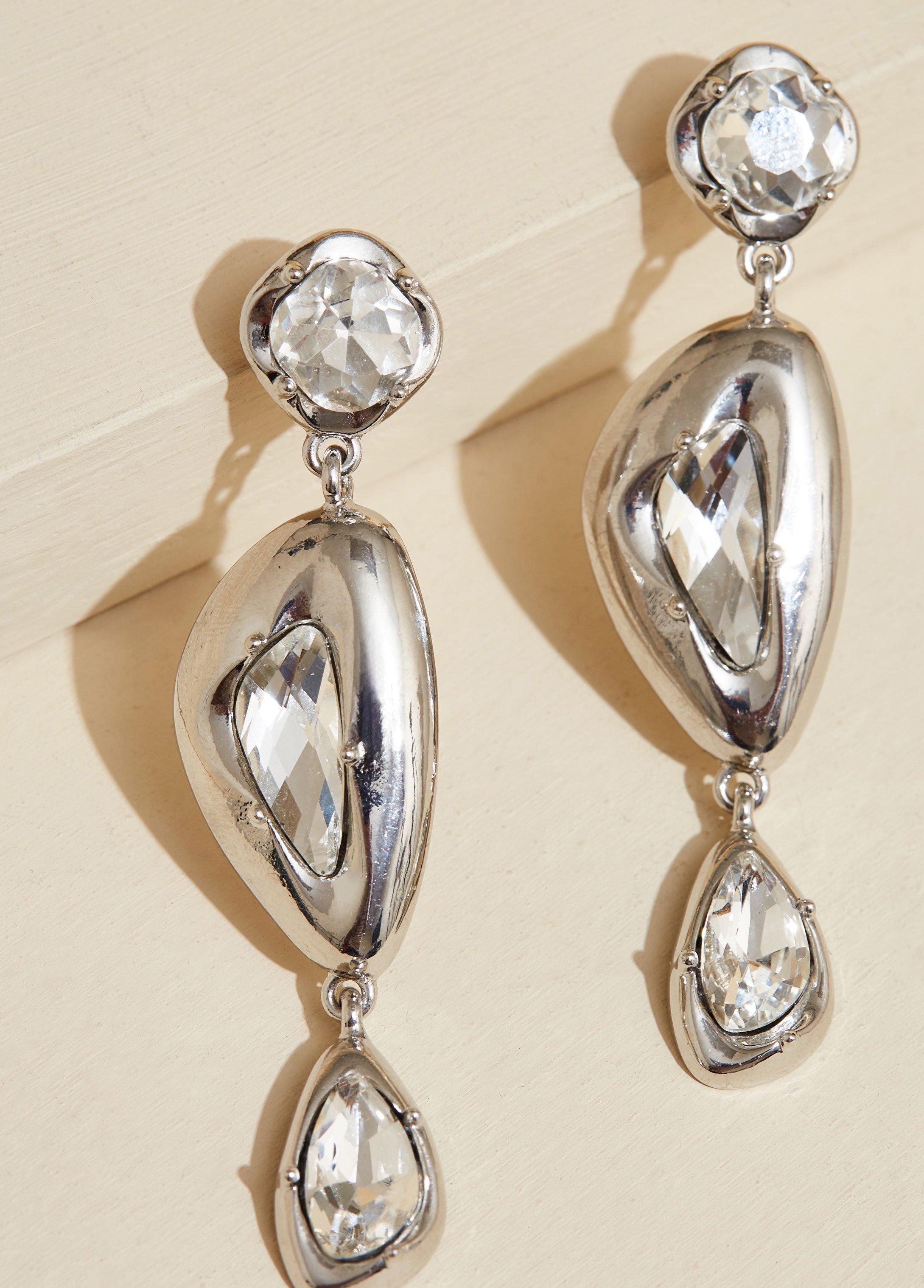 Crystal And Silver Tone Earrings Product Image